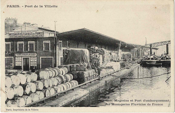 PARIS. - Port de la VilletteBureaux, Magasins et Port d'embarquementdes Messageries Fluviales de France